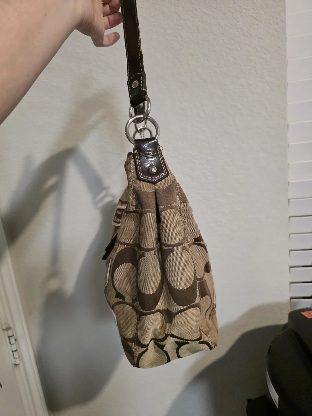 *UPCYCLED* Coach F19281 Brown Signature Canvas Shoulder Bag with Patch Accents - Picture 3 of 9
